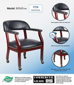 Boss Captain's guest, accent or dining chair in Black Vinyl W/ Casters, B9545-BK